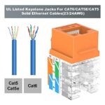 VCELINK RJ45 Cat6 Keystone Jacks Slim Profile UL-Listed 10-Pack, 90-Degree Ethernet Punch Down Keystone Jack Adapter in Orange