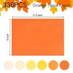 Koogel 330 Sheets Orange Tissue Paper, Fall Colored Tissue Paper Bulk 14 x 10 Inch Gift Wrapping Paper for DIY Crafts Thanksgiving Autumn Gift