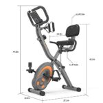 leikefitness Folding Stationary Bike Recumbent Exercise Bike w/Arm Resistance Bands-Pulse Sensor-LCD Monitor and Easy to Assemble Indoor Cycling Bike 2280 (GREY)
