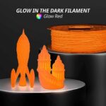 AMOLEN PLA 3D Printer Filament, 1.75mm Glow in The Dark Orange Filament for 3D Printing, 1kg(2.2lbs) Spool, Compatible with Most FDM Printer