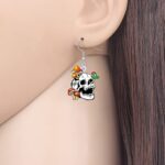NEWEI Cute Halloween Sugar Skull Earrings Dangle Acrylic Skull Decor Gifts for Women Girls Festival Charms (Mushroom)