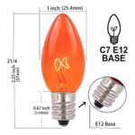 25 Pack Orange Halloween Replacement Bulbs C7 Glass Replacement Bulbs for Outdoor String Light, Patio Lights, C7/E12 Candelabra Base 5 Watt Great for Night Lights and Christmas Bulbs