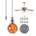 KASCLINO Ceiling Fan Pull Chains Ice Cracked Ball Pull Chain Set, Pendant Pull Chain Extension Ceiling Fan Chain Extender for Ceiling Light Lamp Fan Chain(Orange+Silver)