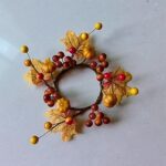 MeiBoAll Artificial Flower Christmas Candle Ring Wreath Berries Maple Leaves Holiday Small Multicolor Accessories Home Decoration