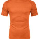 COOFANDY Men Stylish Workout Shirts Slim Fit Hipster T-Shirt Longline Gym Muscle Tee Orange L
