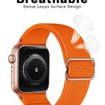 AMANECER Stretchy Nylon Watch Bands Compatible with Apple Watch Ultra Series 8/7/6/5/4/3/2/1 SE, Adjustable Braided Elastic Sport Loop Rugged Straps for iWatch Women Men (Orange, 42/44/45/49MM)