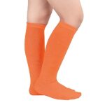 Zando Youth Softball Socks Orange Toddler Soccer Socks Breathable Knee High Socks kids Athletic Socks Outdoor Sport Socks Toddler Tube Socks Halloween Soccer Socks Deep Orange One Size