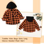 YOUNGER STAR Toddler KidsBaby Boys Hooded Plaid Shirt Classical Shirt Hooded Jacket Fall Winter Clothes (Orange, 4-5 Years)