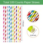 [100 Pack]Party Straws Disposable 7.75″ x0.24″ Biodegradable Orange Paper Drinking Straw for Cocktail, Milkshake, Coffee, Lemonade