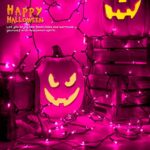 woohaha Outdoor Halloween Lights, 2PACK 13ft 50 Count Incandescent Blubs & Green Wire Mini Lights, 120V High-Voltage Connectable Light String, for Indoor Patio Garden Tree Party Decoration, Purple