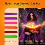 Beetles Gel Nail Polish – Halloween 6 Colors Nail Polish Witches’ Spellbook Collection with Liner Gel Nail Stickers and Rings Popular Shimmer Purple Orange Pink Nail Art Design Minicure DIY for Party
