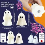 4 Pieces Large Halloween Ghost Candles Ghost Scented Candles White Candles Spooky Candles Goth Gifts for Ghost Decor Home Decor Halloween Party Bedroom Room Table Decorations, 2 Style (Ghost)
