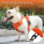 PoyPet No Pull Dog Harness, No Choke Reflective Dog Vest, Adjustable Pet Harnesses with Easy Control Padded Handle for Small Medium Large Dogs(Orange Matching Trim,M)