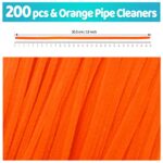 Iooleem 200pcs Orange Pipe Cleaners, Chenille Stems, Pipe Cleaners for Crafts, Pipe Cleaner Crafts, Art and Craft Supplies.