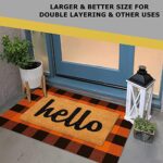 EARTHALL Buffalo Plaid Outdoor Rug Orange 27.5 x 43 Inches Cotton Hand-Woven Checkered Front Door Mat, Washable Fall Outdoor Rug for Layered Door Mats Porch/Front Porch/Farmhouse Orange and Black