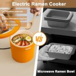 Topwit Ramen Cooker, Mini Electric Pot 1L, 500W Electric Cooker for Noodles, Portable Pot for Pasta, Steak, Egg with Over-Heating Protection, Boil Dry Protection, Dorm Room Essentials, Orange