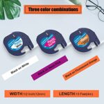 Compatible with Dymo Letratag Refills 1/2″ x 13′(12mm x 4m) Plastic Label Tape Replacement for Dymo Label Maker Refills Black on White/Red/Orange for Letra Tag LT 100H 100T QX50 Label Maker,3-Pack