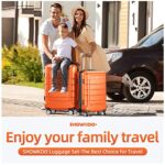 SHOWKOO Luggage Sets Expandable PC+ABS Durable Suitcase Sets Double Wheels TSA Lock 4 Piece Luggage Set Orange