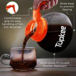 Tupkee Commercial Coffee Pot Replacement – Restaurant Glass Coffee Pots 12 Cup Decanter Carafe – 64 oz. 12-Cup, Orange Handle/Decaf