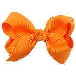 ZOONAI 3 Inch Baby Girl Hair Bows Boutique Hair Clip Teens Toddlers Hairpin Headwear – Set of 2 (Orange)