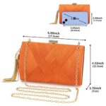 WEIMZC Women Clutch Bag Evening bag Fringed Evening Handbag,Lady Party Wedding Clutch Purse Chain Shoulder Cross Body Bag(Orange)