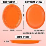 SINYLOO Orange Plastic Plates Disposable Heavy Duty – 50 Count Fall Plastic Dinner Plates 10″ x 12″ – Oval Elegant Plastic Plates for Party Wedding Picnic Orange Party Supplies Thanksgiving plates
