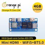 Orange Pi Zero 2W 4GB with Expansion Board Allwinner H618 LPDDR4 Quad Core CPU 64 Bit Single Board Computer, 1.5GHz Frequency WiFi 5.0 Bluetooth 5.0 onboard Antenna Support 4K Display (Zero 2W 4G+EB)