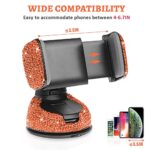 eing Car Phone Mount Cell Phone Holder with One More Air Vent Base,Bling Crystal Universal Phone Mount Holder Cradle for Dashboard,Windshield and Air Vent,Orange