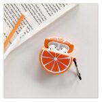 LEWOTE Airpods Silicone Case Funny Cute Cover Compatible for Apple Airpods 1&2[Fruit and Vegetable Series][Best Gift for Girls or Couples] (Orange Lemon)