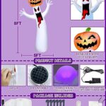TURNMEON 8 Ft Giant Halloween Inflatables Pumpkin Ghost with 9 Colors Changing Lights, Halloween Decorations Outdoor Blow Up Built-in LED Lights Halloween Inflatable Decor for Yard Garden Lawn Home