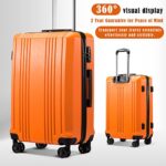 Coolife Luggage Suitcase PC+ABS with TSA Lock Spinner Carry on Hardshell Lightweight 20in 24in 28in(orange, S(20in_carry on))
