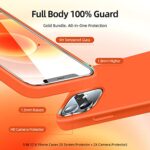 JTWIE [5 in 1 for iPhone 12/iPhone 12 Pro Case, with 2 Pack Screen Protector + 2 Pack Camera Lens Protector, Liquid Silicone Slim Shockproof Protective Phone Case [Microfiber Lining] (Orange)…