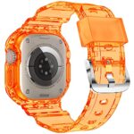 XYF Compatible for Crystal Clear Apple Watch Bands, 45mm 44mm 42mm 41mm 40mm 38mm Bumper Case Men Women Jelly Case Band for iWatch Ultra 2/1 Series 9 8 7 SE/6 5 4 3 2 1 (Orange, Ultra 49mm)