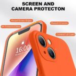 BossKiss Compatible with iPhone 14 Case 6.1 inch, Premium Liquid Silicone Case [Velvety Touch] [2 Pcs 9H Tempered Glass Screen Protector], Camera All-Round Protection Shockproof Case, Neon Orange