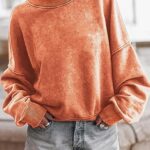 Acelitt Womens Casual Winter Crewneck Oversized Balloon Long Sleeve Sweatshirt Pullover 2023 Comfy Sweater Tops Clothes Orange Medium