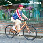 Viribus Road Bike, Mens Womens Bike, 700C Hybrid Bike, Adults Bike Lightweight Medium Aluminum Frame, City Bike for Adults with 7 Speed Shimano Derailleur, Bike for Commuting Touring 28 inch, Orange