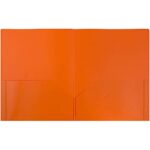 JAM PAPER Plastic 2 Pocket POP Folders – Durable School Folders – Orange – 6/Pack