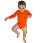 COUVER Unisex Baby Infant Toddler Long Sleeve Lap Shoulder Solid color Bodysuit Onesie, Vivid Orange, 24M