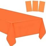 3 Pack Plastic Tablecloths Disposable Plastic Table Cloths Table Covers for Picnic BBQ Birthday Wedding Parties Waterproof and Oil-proof Table Cloth Light Weight Thin Orange Table Cloths 54 x 108 Inch