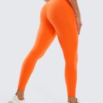CRZ YOGA Womens Butterluxe Workout Leggings 25 Inches – High Waisted Gym Yoga Pants with Pockets Buttery Soft Neon Orange Small