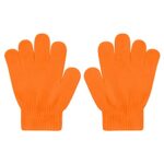 Uttpll Kids Gloves Winter Knit Gloves for Toddler Baby Magic Mittens Children Warm Stretchy Finger Gloves for Boys Girls Orange One Size
