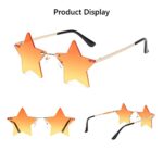 genenic Rimless Star Shape Sunglasses Trendy Sun Glasses for Women Men Party Glasses Pentagram Eyewears (Orange Yellow)