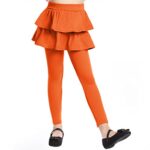 Witwot Girls Leggings with Skirt Toddler Tutu Pants Footless Tights 4-5T Orange