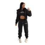 Tsmile Womens Track Suits 3 Piece Set Sweatpants And Sweatshirt Sets Casual Outfit Athletic Suit Set Hooded Jogger Sweatsuit #01 Black XX-Large