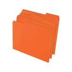 Staples 433680 Top-Tab File Folders 3-Tab Letter Size Orange 100/Box (433680)