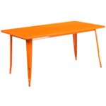 Flash Furniture Charis Commercial Grade 31.5″ x 63″ Rectangular Orange Metal Indoor-Outdoor Table