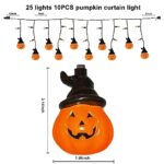 Hooded Pumpkin Lights for Halloween Decorations, 7ft 25pcs Vintage Halloween Decor Lights Waterproof Connectable for Window Backyard, Party, Porch, Tree, Indoor, Outdoor Decor