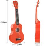 HUAWIND Soprano Ukulele for Beginner 21 Inch Hawaiian Ukalalee Professional Instrument, Four String Wooden Ukelele, Orange