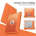 VIKESI Smooth Matte Case for iPad 9th / 8th / 7th Generation 10.2 inch (2021/2020/2019 Released), TPU Shockproof Frame, Built-in Pencil Holder,Support Auto Sleep/Wake – Orange
