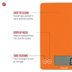 Escali Arti Glass Food Scale Digital Countertop Kitchen, Baking and Cooking Scale with Nutrition and Calorie Counter, 15-Pound Capacity, 9″ x 6.5″ x .75″, Orange Sol